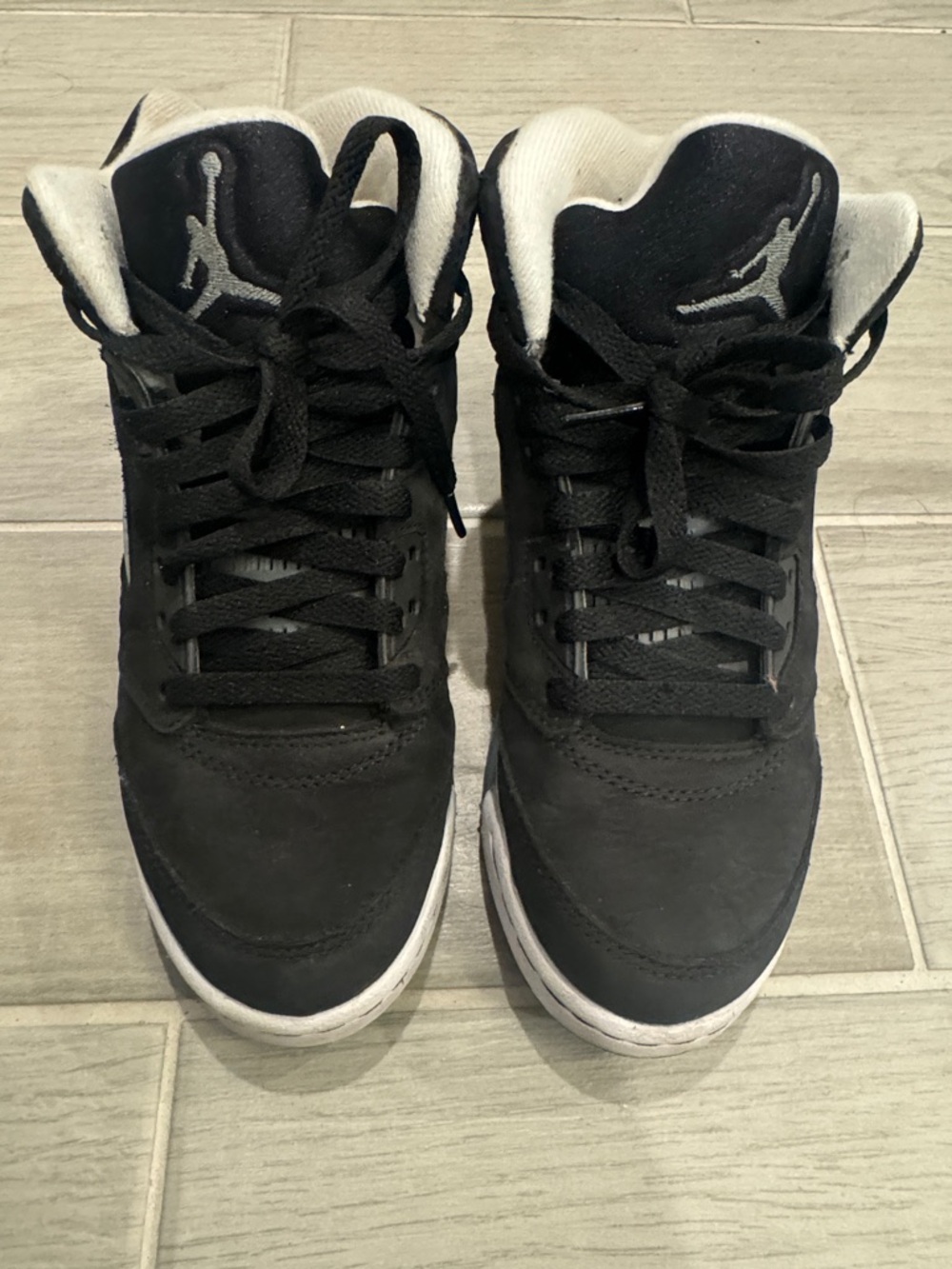 Jordan Black and White  5s High-Top Sneakers